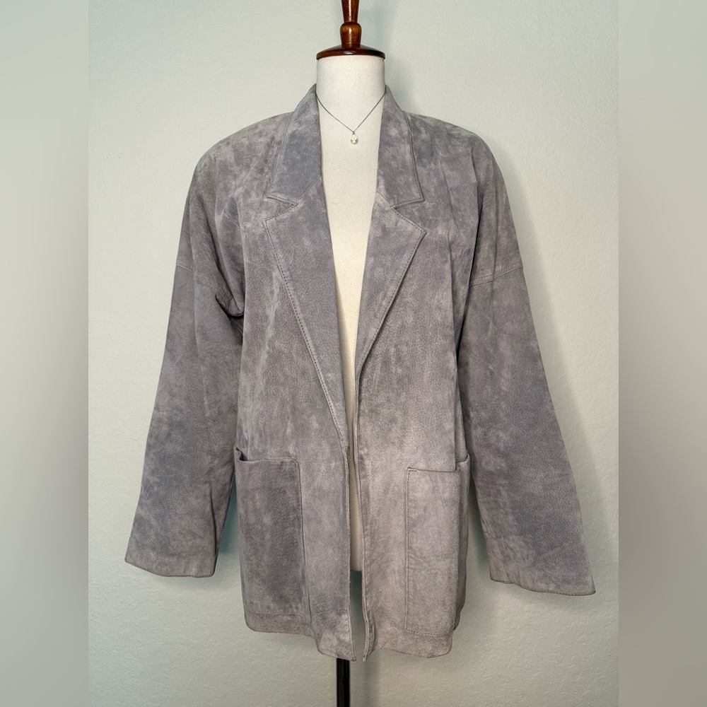 Vintage Grey Genuine Seuede Leathet Jacket Made in Korea
